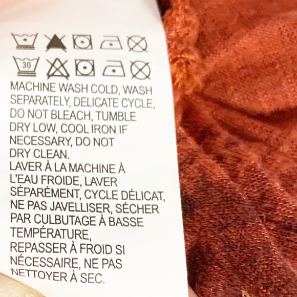 Lucky Brand Boho Print Viscose Blouse Scoop Neckline 3/4 Bell Sleeves Buttons - Picture 10 of 13